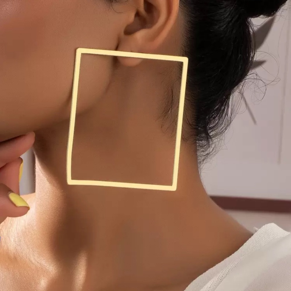 Gold Square Hoop Earrings